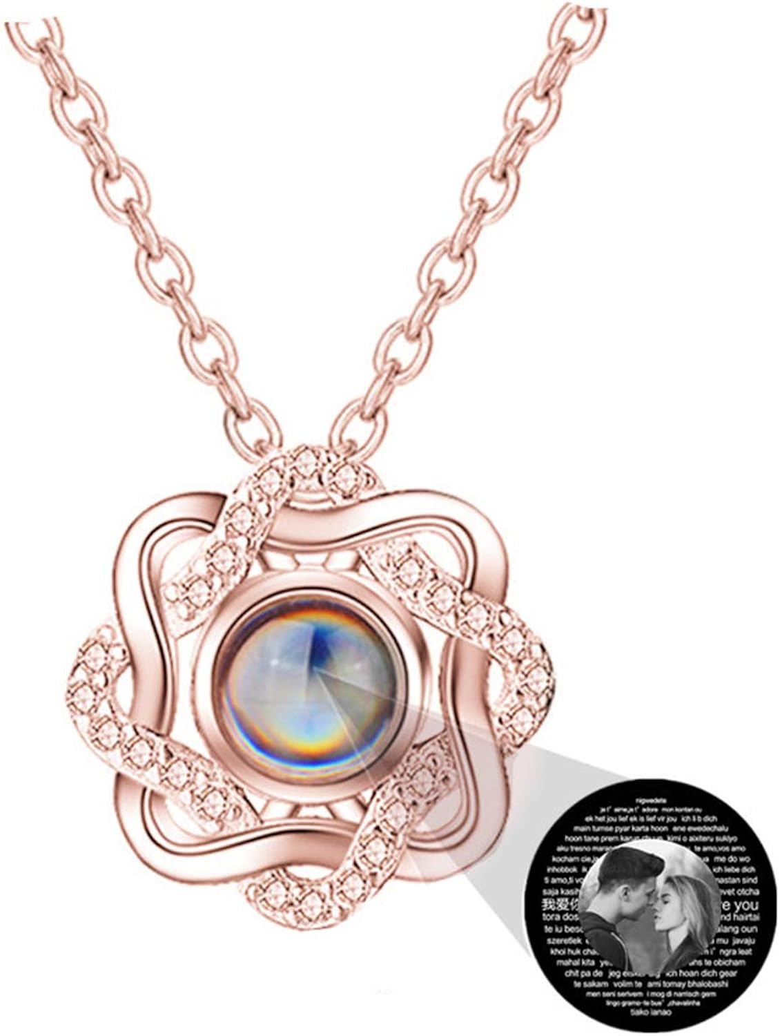 CSstone Personalisierte Foto Halskette Mit Bildprojektion - Individueller Schmuck Für Besondere Anlässe