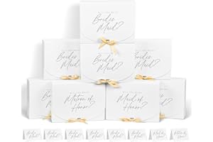 WLUSEAXI 16 Pieces Bridesmaid Proposal Box Set, 8 Pack Bridesmaid Boxes & Cards, Matron of Honor Proposal Gift Box, Maid of Honor Box, Will You be My Bridesmaid Box for Bridesmaids Gifts (White)