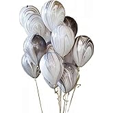 AnnoDeel 50pcs 12inch Marble Latex Balloons, Black White Grey Rainbow Marble Balloons for Wedding Baby Birthday Party Balloon Decorations