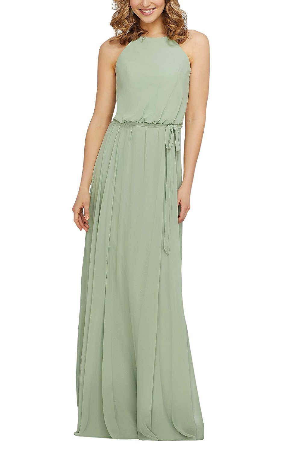 chiffon halter bridesmaid dress