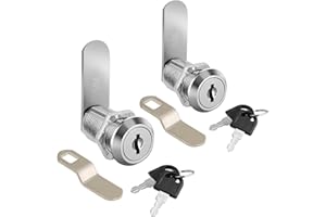 LAIWOO Cabinet Locks with Keys, 2 Pack 1-1/8 Inch Cylinder Lock Cabinet Cam Lock Set for Secure File Drawer Mailbox RV Camper Door Tool Box, Zinc Alloy