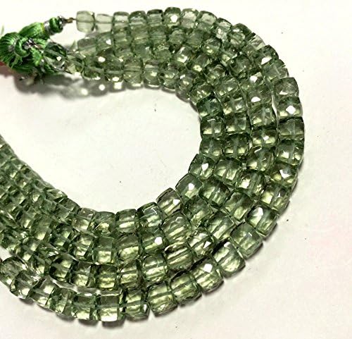 AAA quality green amethyst faceted cube briolettes loose gemstone beads wholesale price