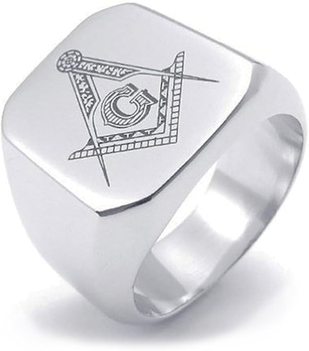 Masonic Rings for Men Free Masons Ring Flat Face Design. Stainless