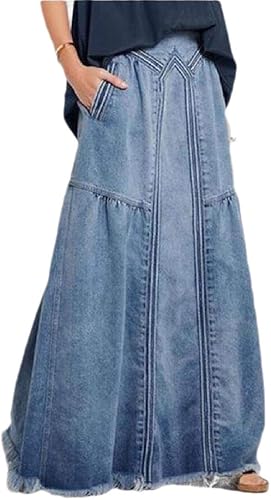 womens maxi jean skirts