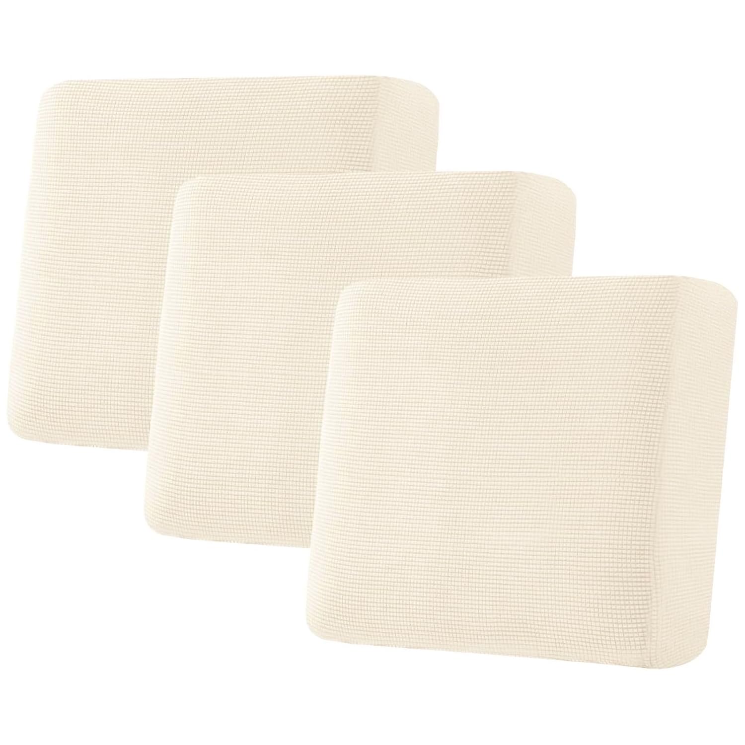 Photo 1 of H.VERSAILTEX Super Stretch Individual Seat Sofa Covers Couch Slipcover Sets Thick Jacquard Textured Twill Fabric (3 Piece XL Sofa Cushion Covers, Natural)