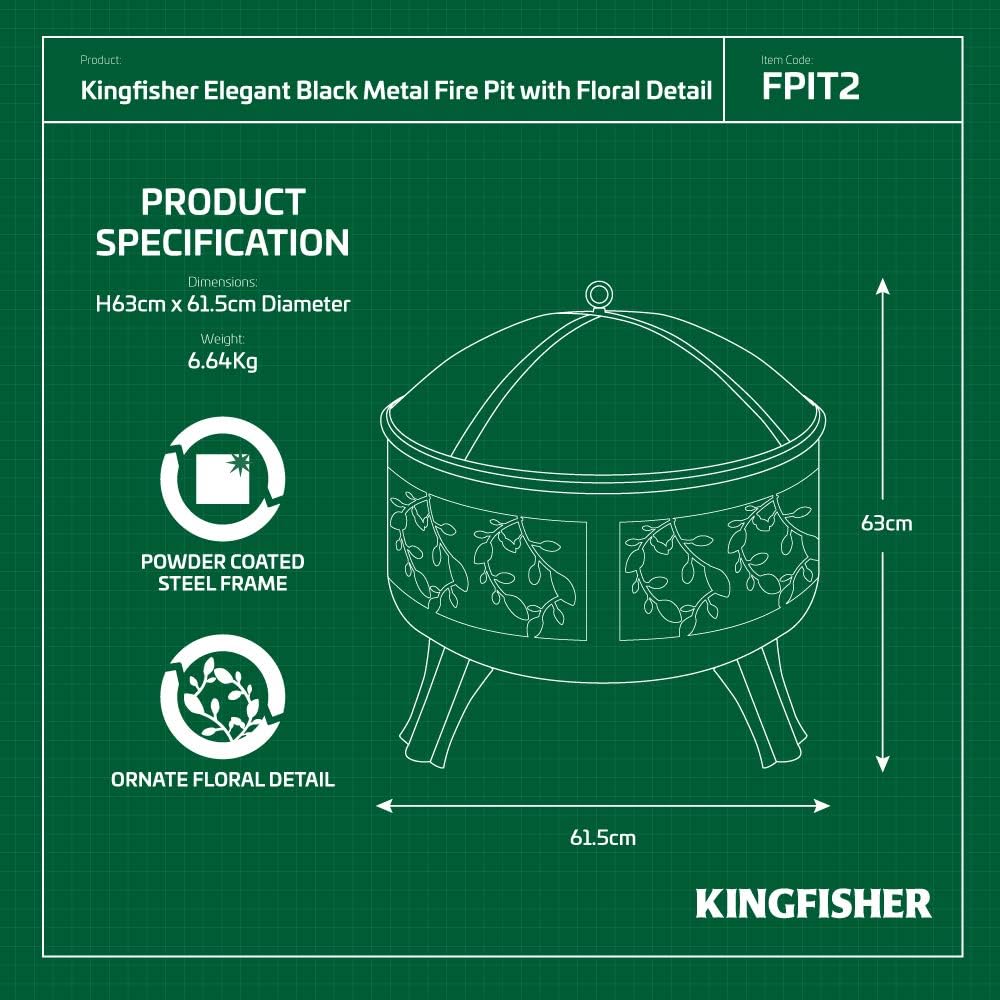 Kingfisher Fpit2 Fire Pits With Design And Sides Outdoor Garden