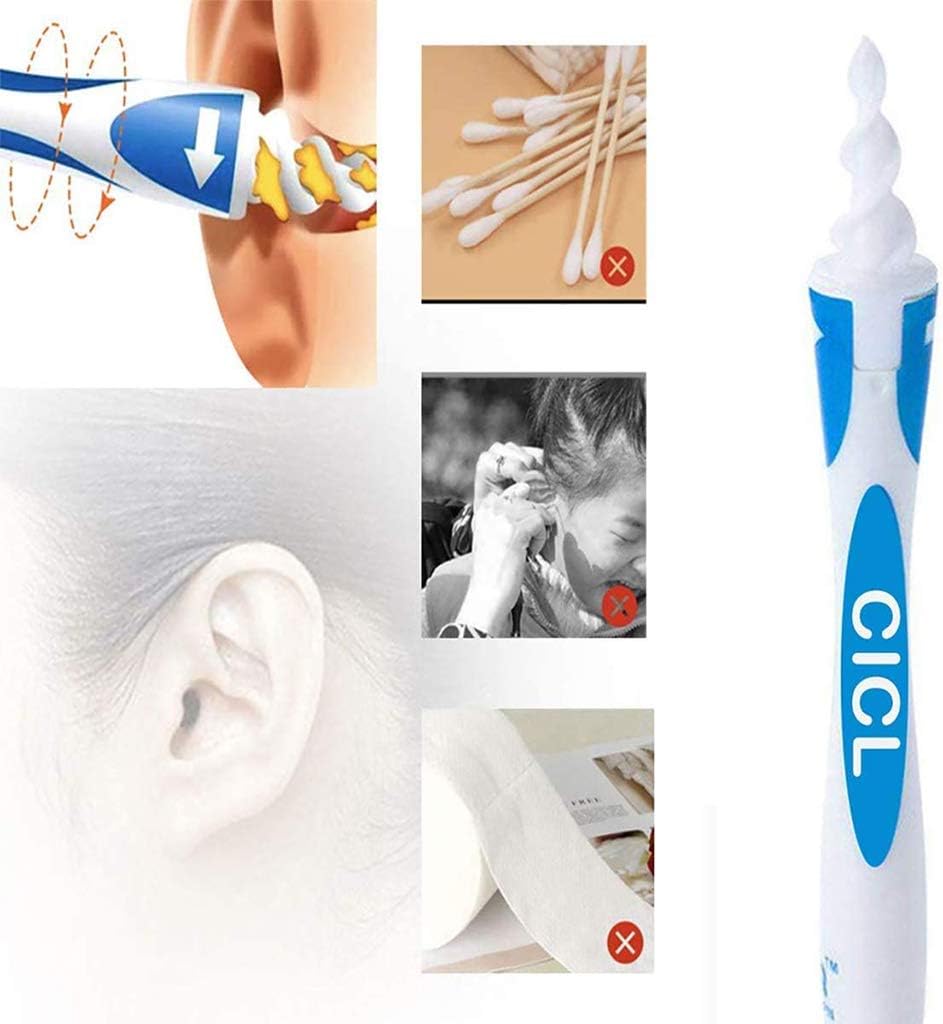 AMAZOM Ear Wax Cleaner, Earwax Remover Tool, Ear Wax Remover, Soft Silicone Spiral Earwax Remover Tool, 16 Replacement Heads, Q-Tip Replacement,Easy Cleaning: Home & Kitchen
