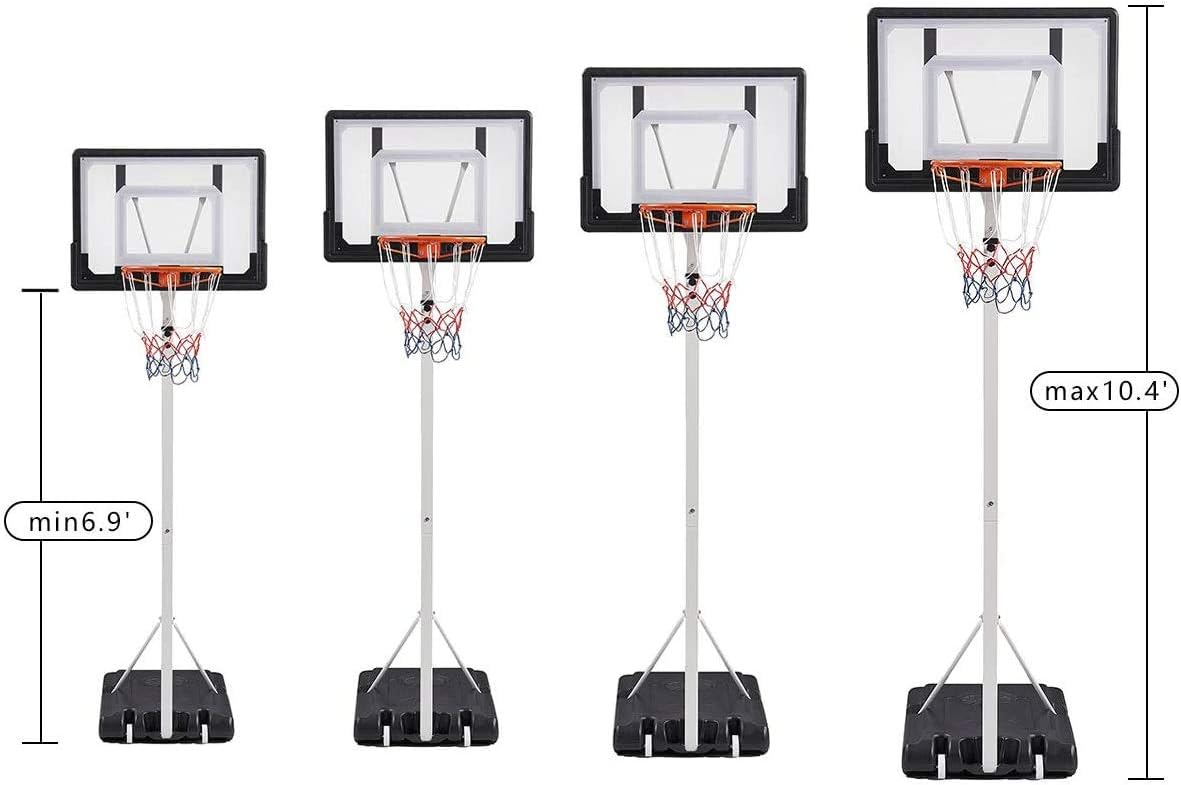 Cozyfit Portable Basketball Hoop & Goal Basketball System Basketball Equipment Height Adjustable 83”-125” Come with Basketball & Ball Pump for Youth Kids Indoor Outdoor Use (83) : Sports & Outdoors