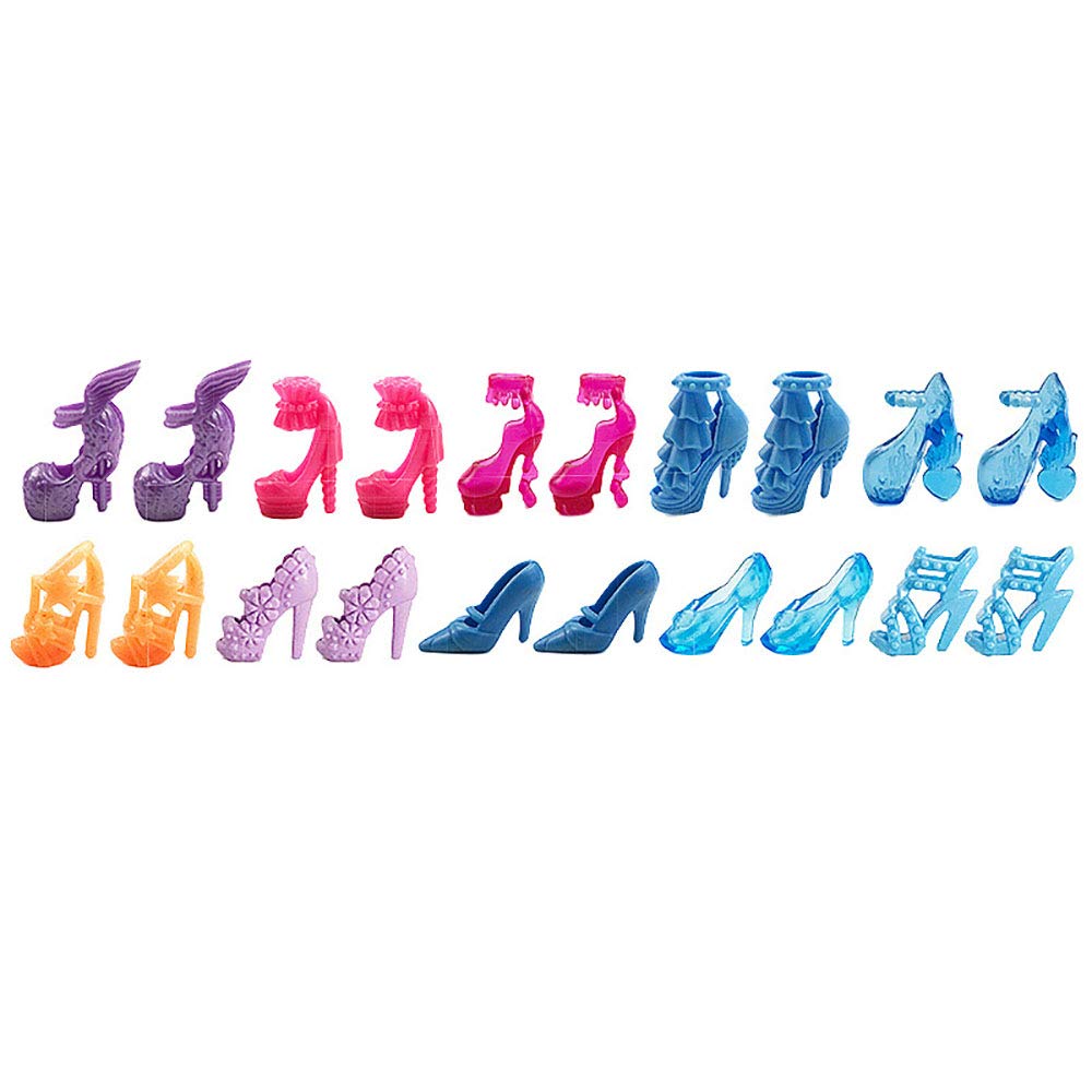 50pcs accessori per Barbie Doll e abiti da festa abiti -10 pezzi abiti da partito, 10 scarpe PCS, 10pcs appendiabiti e 10pcs gioielli per la ragazza compleanno regalo di Natale