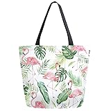 ZzWwR Trendy Tropical Leaves Flamingo Pattern Extra