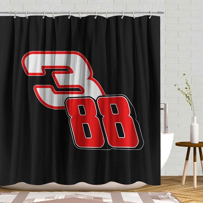 Lierpit Dale Earnhardt and Jr Number 3 and 88 Shower Curtain Nascar Racing Bath Curtains Sports