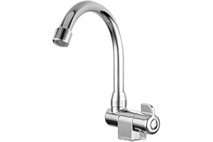 TOOKIE Caravan Boat Folding Faucet, 360 Degree Rotation Single Handle Folding Faucet, Camping Cold Water Stainless Steel Kitchen Basin Faucets, for Home Boat Yacht Camping RV Caravan