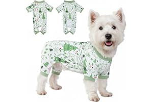 LUBOT 2026 New Cotton Dog Pajamas for Small & Medium Dogs - Soft Pet Onesie, Comfy Puppy Coat with Various Prints, Cute Pet Apparel for Dogs Tree Large