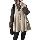 jinghuiyue Women's Oversized Sweater Vest Fall V Neck Sleeveless Pullover Sweater Loose Knitted Tunic Tops with Pockets