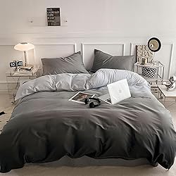 CLOTHKNOW King Comforter Set Grey White 3Pcs Gray