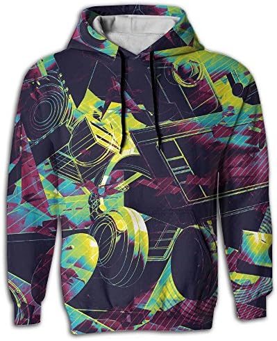 Dlqafr Hih Hop Old School Musical Instruments Bts Hoodie Funny Drawstring Sports Hoodies