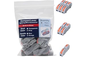 YQSIYU 25 Pcs Compact Lever Splicing Wire Connectors,1 Conductor Inline Splicing Wire Connectors in Bags Orange Handle Connectors Universal Use of Flexible and Solid Cables