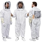 PNKKODW Bee Suit, Beekeeping Outfit Professional Full Body Beekeeper Suit with Veil Hood for Men and Women Beekeeper and Beginners with Gloves, Beehive Brush, Scraper (XL for 5'9"-6'1")