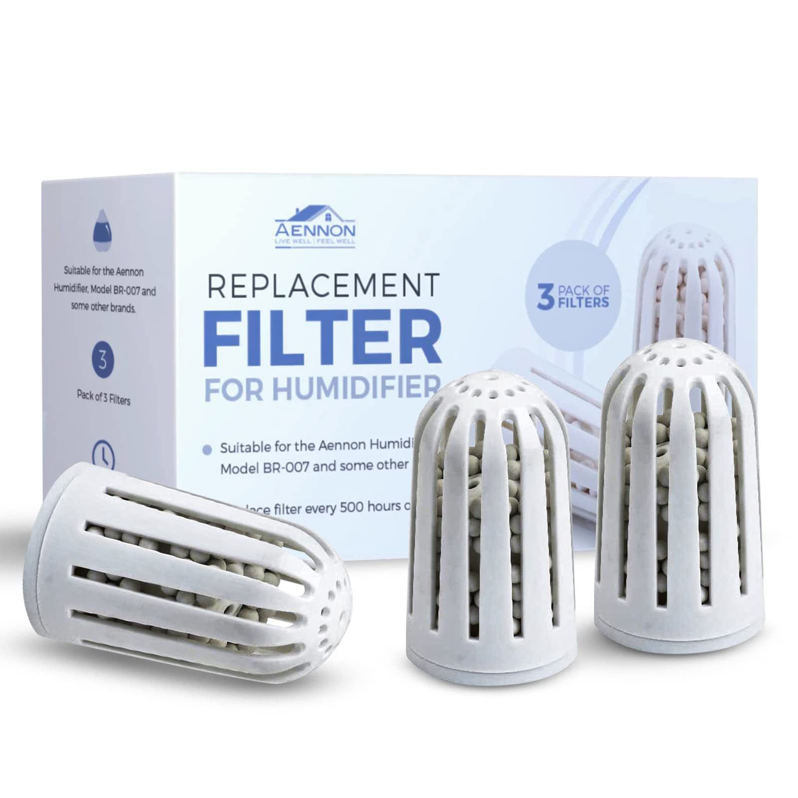 Replacement Filters For Cool Mist Ultrasonic Humidifier - Ceramic Water Filter Parts For Humidifiers - Works For Many Other Brands As Well (3-Pack)