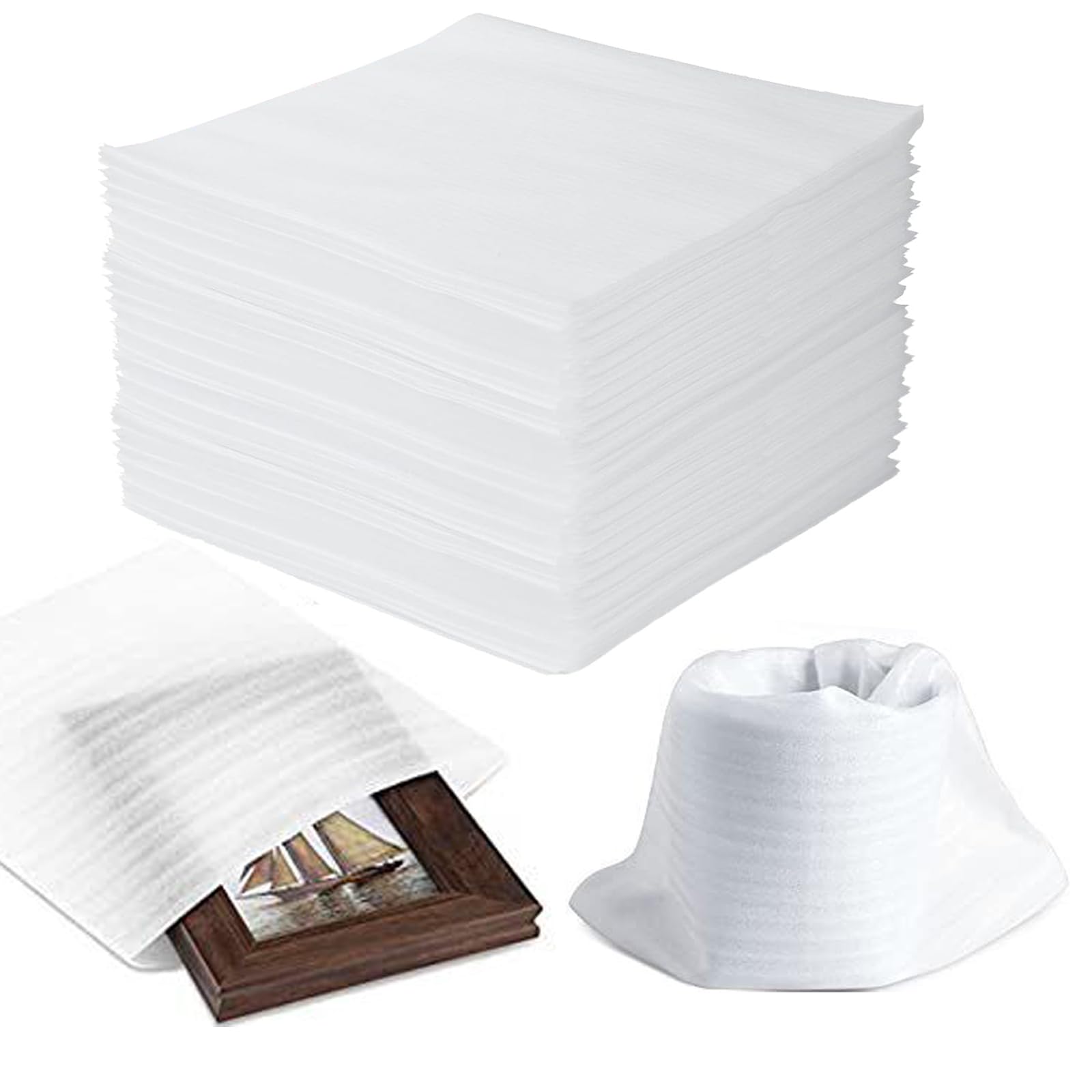 Photo 1 of 100 Pack Foam Pouches 8x8 inch, Cushion Foam Wrap Pouches for Safeguarding Mugs,Cups,Glasses,China and Dishes - Bubble Bags Wrap Pouches Packing Supplies for Moving and Storage