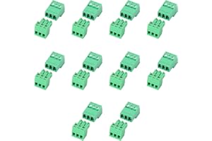 JHCBKFF 10 Set 3 Pin 3.81mm Pitch PCB Mount Screw Terminal Block Connector with 3Pin Plug,Pluggable Male and Female Connector for 28-16AWG