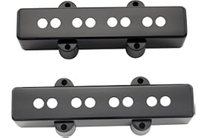 Musiclily Pro Plastic F63/R65mm Jazz Bass Pickup Covers Set for Fender J Bass, Black (Set of 2)