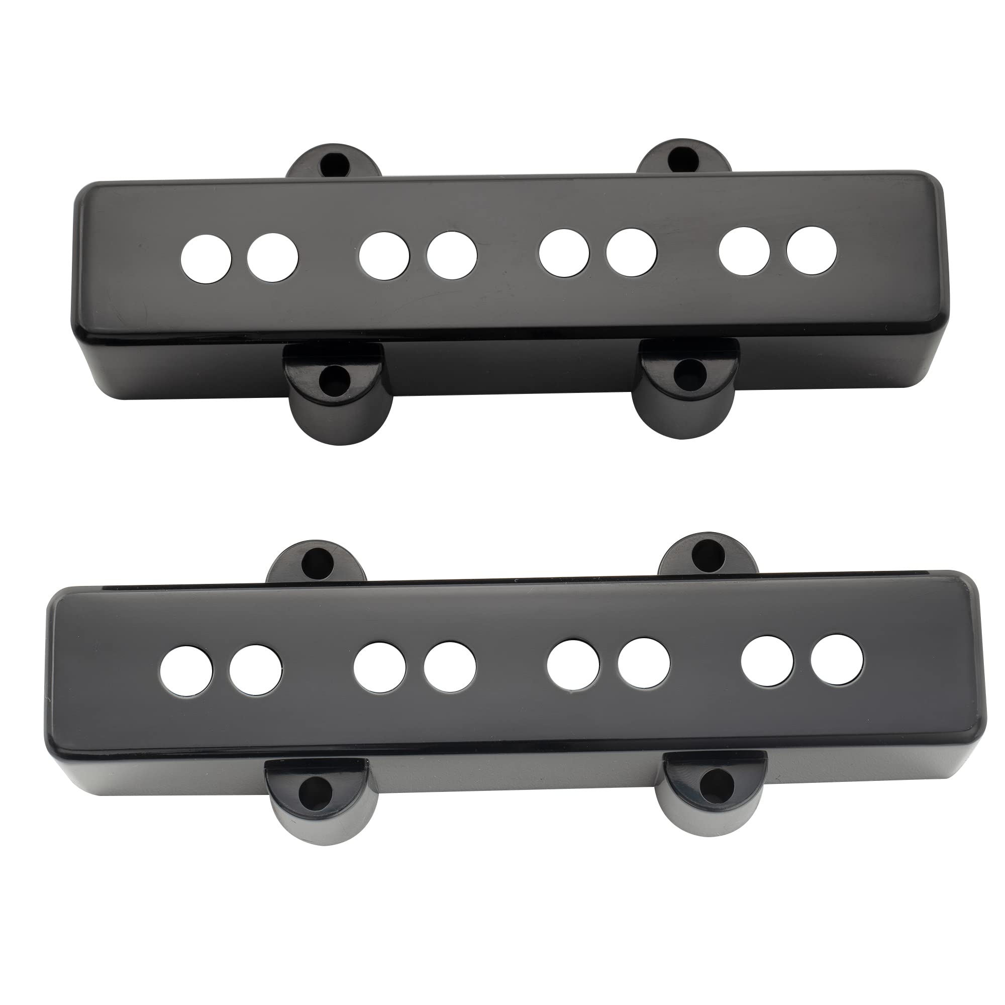 Musiclily Pro Plastic F63/R65mm Jazz Bass Pickup Covers Set for Fender J Bass, Black(Set of 2)