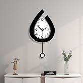 YIJIDECOR Decorative Wall Clock for Living Room Decor Large Modern Clocks | Pendulum Battery Operated for Bedroom Office Kitchen Home Small Black Silent Analog Wall Clock Non Ticking 11.8*22.4 Inch