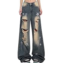 Amazon.com: kakarin choyx Fashion Vintage High Waisted Baggy