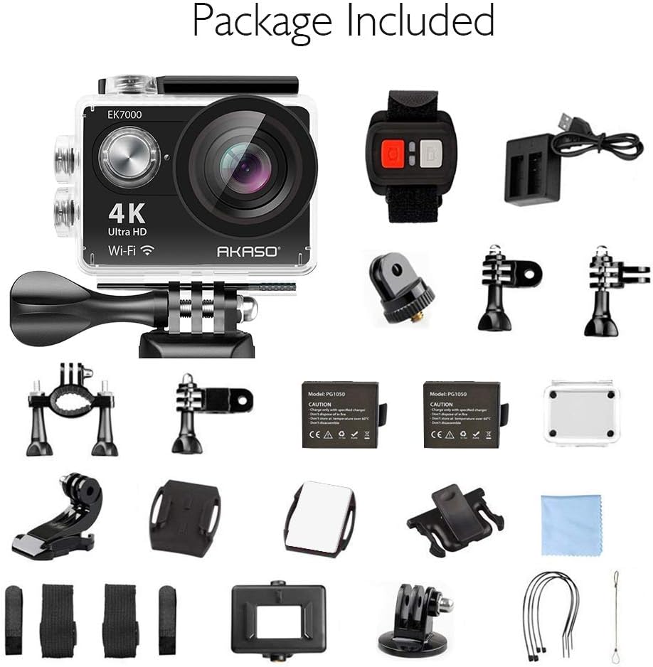 AKASO EK7000 4K WiFi Sports Action Camera Ultra HD Waterproof DV Camcorder 12MP 170 Degree Wide Angle : Camera & Photo
