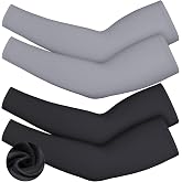Skylety 4 Pcs Thermal Compression Arm Warmers | Fleece Lined Arm Sleeves for Winter Outdoor, Cycling Basketball Running, Compression for Adults, UV Protection
