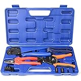 IWISS Solar Crimping Tool Kit with Wire Cable Cutter, Stripper, Crimper and Connectors Assembly and Disassembly Tool Solar PV