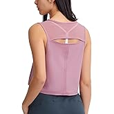 altiland High Neck Workout Crop Tops for Women, Open Back Athletic Gym Running Exercise Shirts