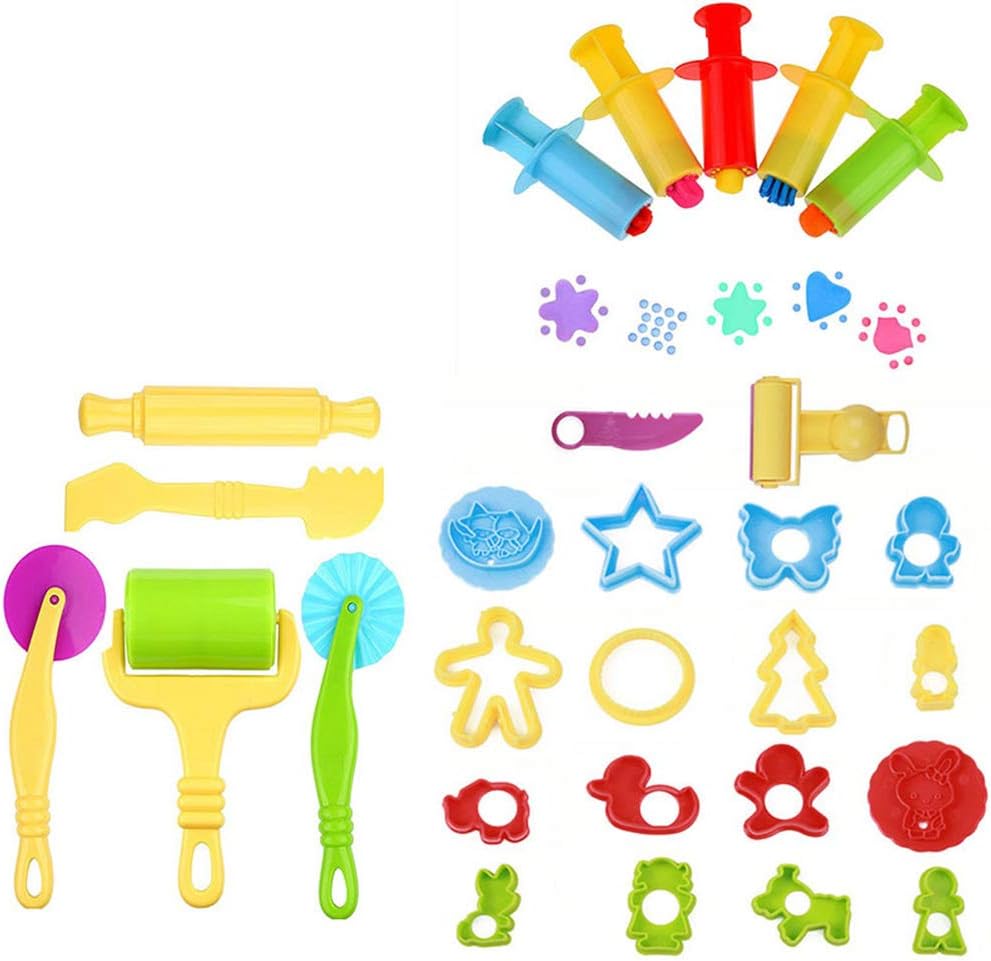 Sapphero 29pcs Dough Tools Sets Playdough Tools and Cutters For Kids Plasticine Clay Play Dough Tools Educational Toy Gift Set