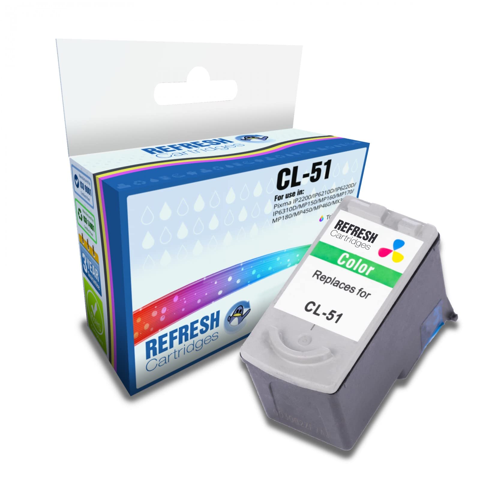 Refresh Cartridges Remanufactured Ink Cartridge Replacement for Canon CL-51 (Tri-Colour)