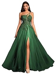Women‘s Emerald Green A Line Prom Dresses Formal