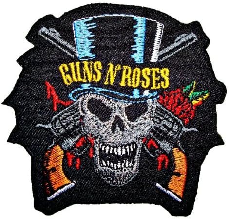 Gun&amp;Roses patches 8x7.8 cm Iron on Patch / Embroidered Patch This Appliques Are Great for T-shirt, Hat, Jean ,Jacket, Backpacks.