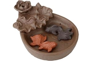 Backflow Incense Burner Incense Cone Incense Sticks Holder Two Fishes Porcelain Backflow Incense Burner Smoke Waterfall for A