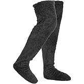 Bgfhna Women's Fuzzy Thigh high Socks Over Knee Lightweight Warmth Furry Long Leg Warmer Plush Slipper for Women Winter Indoor
