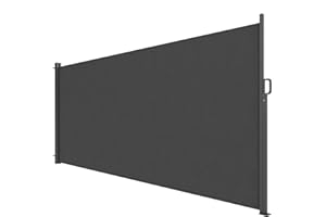 Outsunny Retractable Side Awning, 165" x 73" Outdoor Privacy Screen, Water-Resistant, UV 50+ Room Divider Wind Screen for Pat