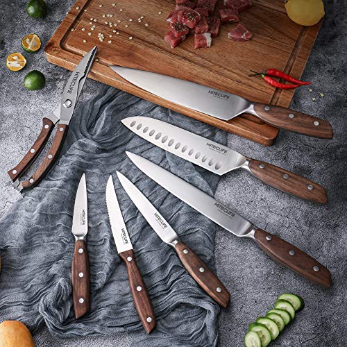 Knife Set with Block, 14 Pieces High Carbon Stainless Steel Knives with