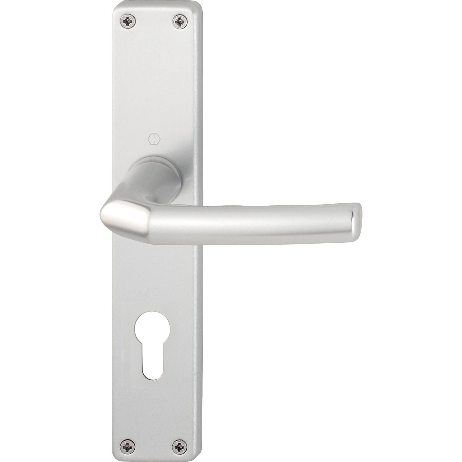 HOPPE 2640124 Door Handle Set Birmingham on Long Plate Profile Cylinder Distance 88 mm for Door Thickness 30-49 mm Anodised Silver