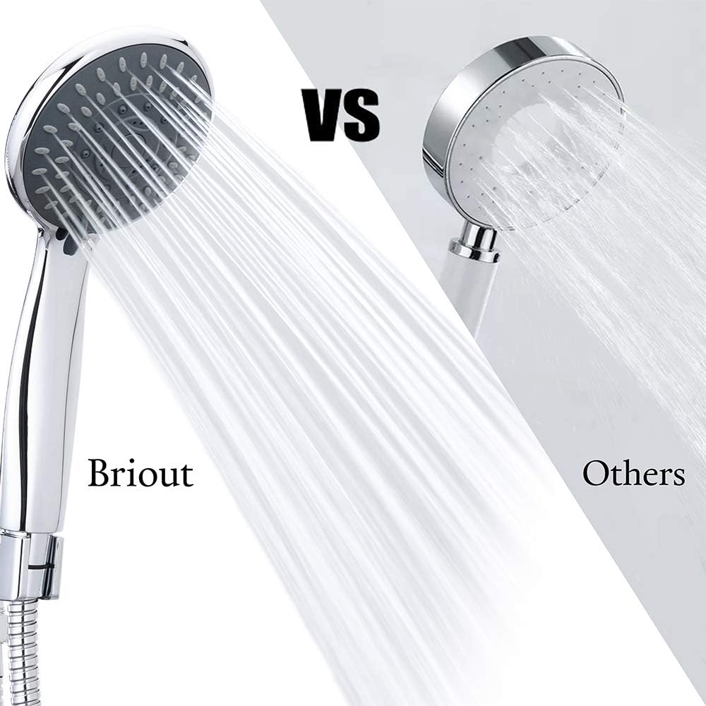 Handheld Shower Head High Pressure 5 Spray Settings Massage Spa Detachable Hand Held Showerhead Chrome Face with Hose and Adjustable Bracket - - 
