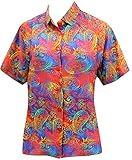 LA LEELA Hawaiian Shirt Blouses Women Button Down Relaxed Fit Short Sleeves Camp Multi