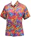 LA LEELA Hawaiian Shirt Blouses Women Button Down Relaxed Fit Short Sleeves Camp Multi