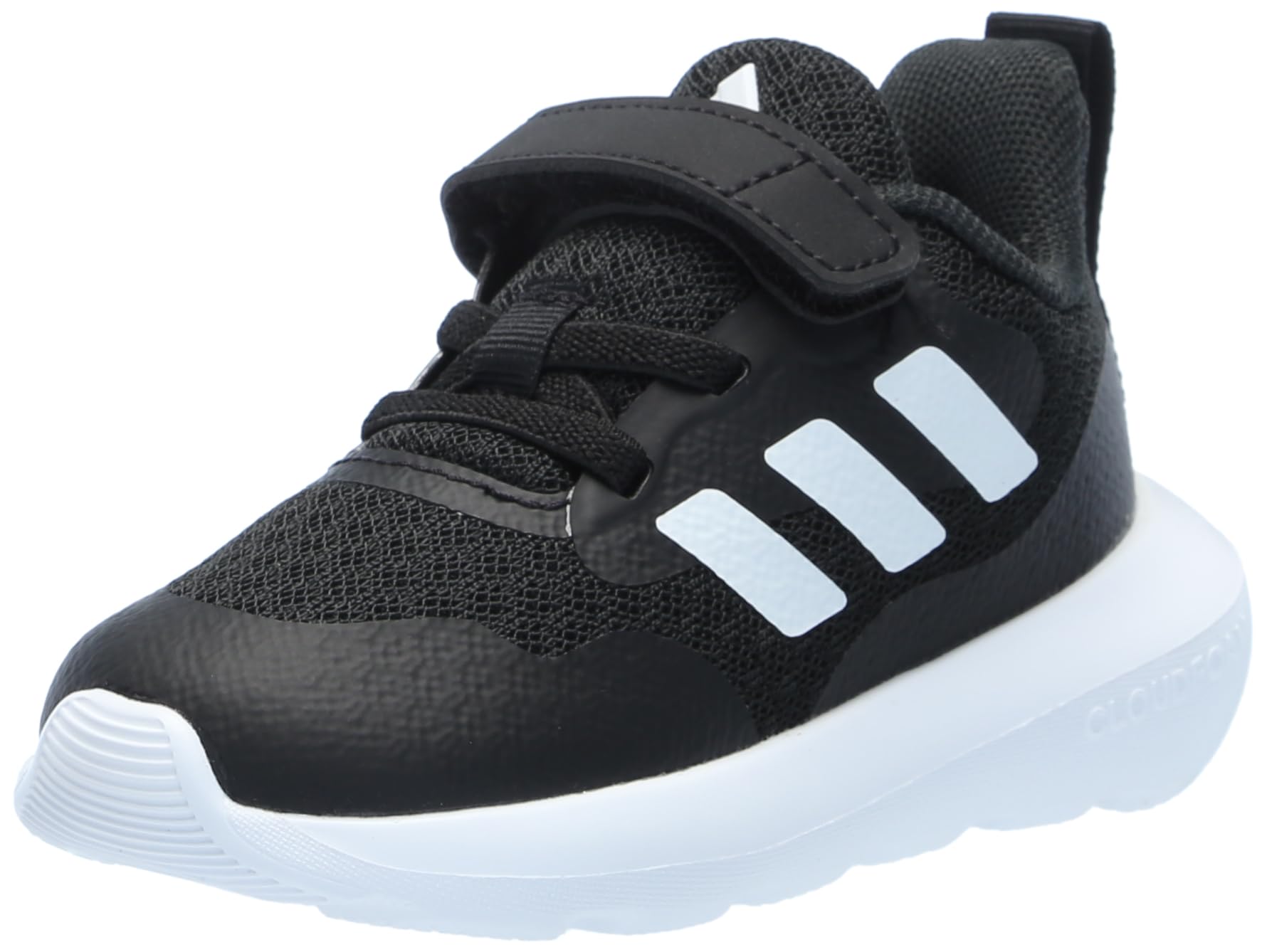 adidas Fortarun 3.0 Elastic Lace Sneaker, Black/White/Black, 2 US Unisex Little Kid