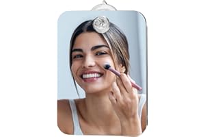 YASYU Shower Mirror Fogless for Shaving Anti Fog Barthroom Mirror with Hanging Hook Small Shatterproof Shaving Mirror Wall Mounted Suction - 13 x 17 cm