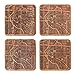 Denver Map Coaster by O3 Design Studio, Set Of 4, Sapele Wooden Coaster With City Map, Handmade