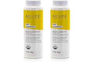 Acure Dry Shampoo - Mini Powder Dry Shampoo for Women with Blonde & Dark Hair, Care to Refresh Treated Color Tinted Hair with Rosemary & Peppermint, Non Aerosol, Vegan - 1.7 oz Travel Size (2 Pack)