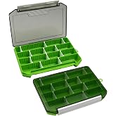 KEESHINE 2-Pack Small Fishing Tackle Boxes, Tackle Trays with Adjustable Dividers (Green)